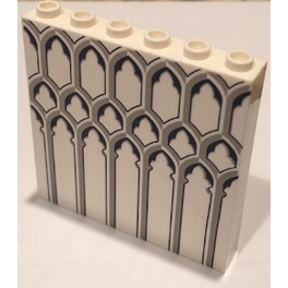 LEGO 樂高 白色 1X6X5 壁板 印刷 迪士尼城堡 帶有淺藍灰色鐵製品圖案 59349pb168 71040