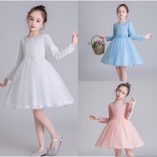 ❤️臺灣現貨❤️ 女童長袖花童禮服裙 兒童公主裙 小洋裝 長袖小洋裝 女童生日禮服 婚禮喜宴 演出宴會裙