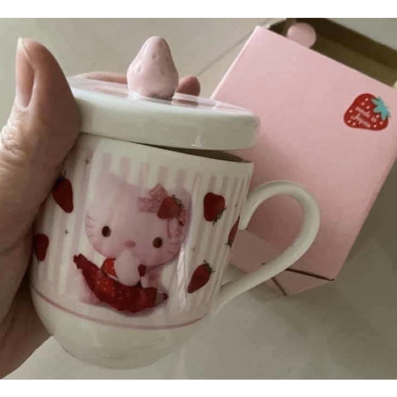 kitty草莓🍓馬克杯有蓋子.草莓kitty馬克杯Sanrio