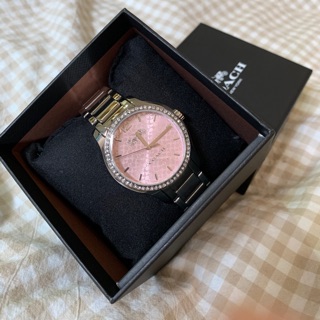 誠可議，COACH 經典LOGO晶鑽腕錶 粉色，原價275美元
