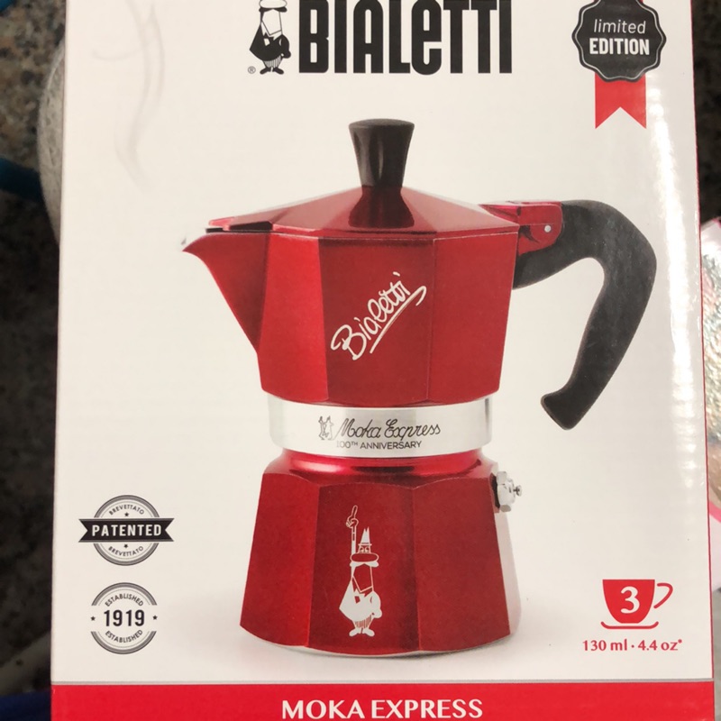 全新出清 Bialetti  經典摩卡壺 3杯份-羅曼紅。詳見產品說明