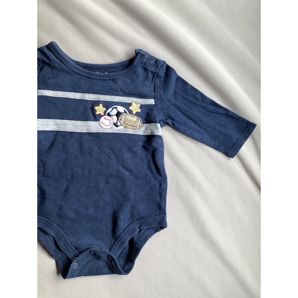 二手童衣童裝-寶寶👶🏻Garanimals 深藍足球壘球棒球⚽️🏈⚾️長袖包屁衣#3months
