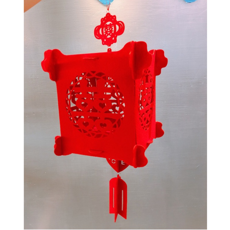 『現貨不用等』創意居家擺飾｜中國風結婚喜慶室內佈置不織布裝飾用品 方形喜字款