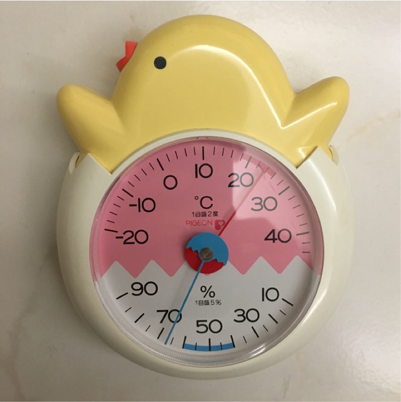 🎉九成新-日本製貝親可愛黃色小雞溫濕度計！ 🎉功能正常，可牆掛/座立，外觀極新！