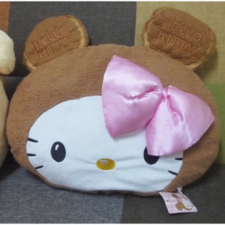 日版﹝Sanrio﹞授權※ Hello kitty凱蒂貓※【kitty變裝巧克力餅幹頭型造型】絨毛抱枕