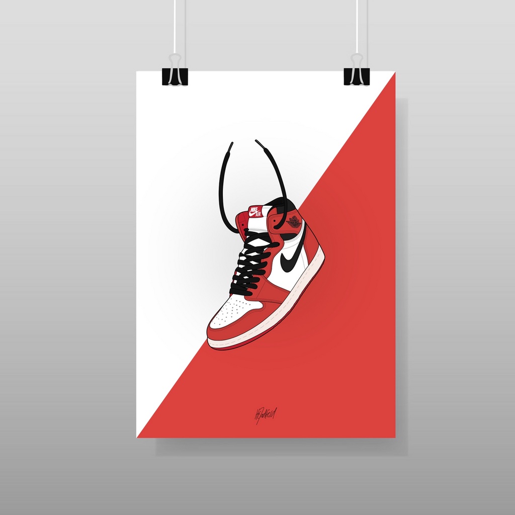 【C&amp;C】Jordan 1 Chicago Print 裝飾掛畫 室內裝潢佈置｜球鞋壁畫 潮流藝術 插畫海報 裝飾畫