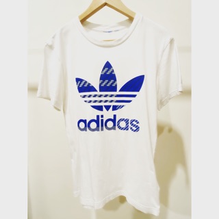 專櫃正版Adidas 男生白T 藍色大Logo 衣服 夏季衣服