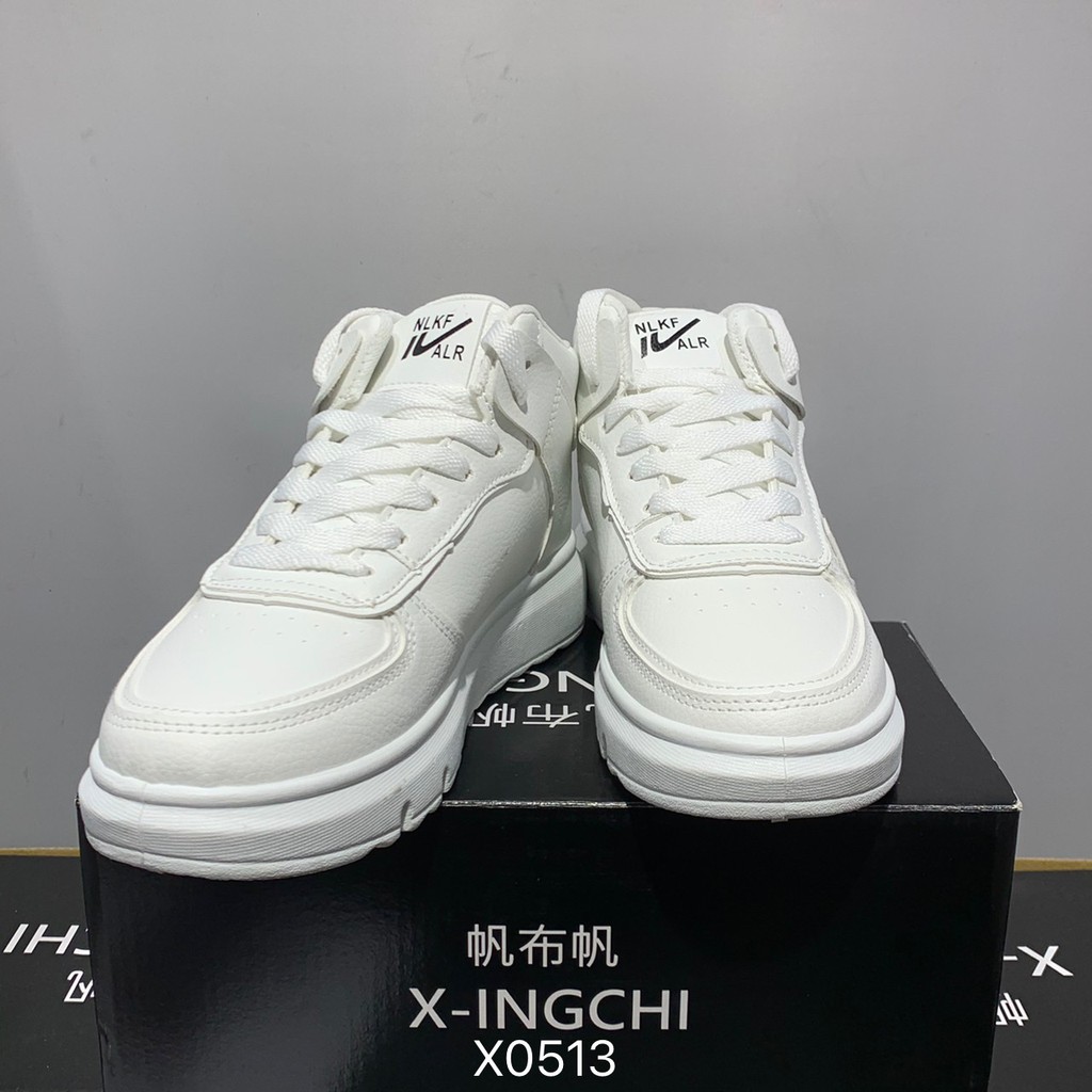 X-INGCHI 女款白色高筒厚底休閒鞋 X0513