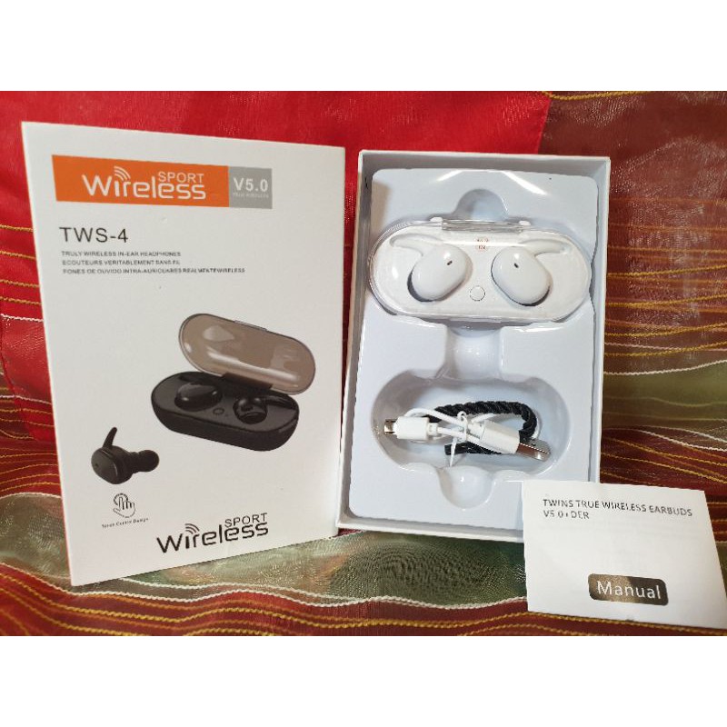 真無線藍芽耳機 白色 HiFi高音質 專屬充電盒 sport wireless TWS-4