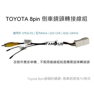 TOYOTA 8pin 倒車鏡頭轉接線組 12代ALTIS 五代RAV4 2021 CHR 2020 SIENTA