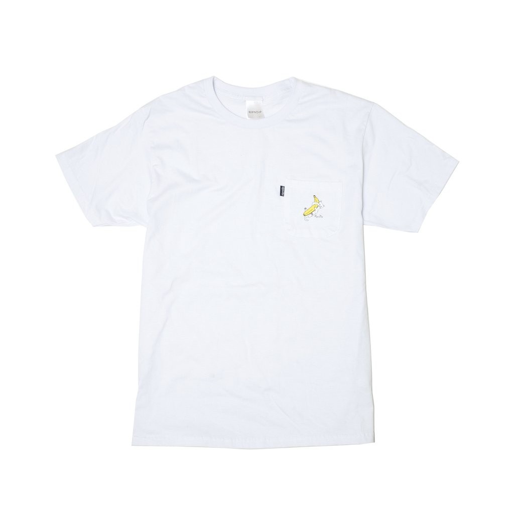 RIPNDIP NERMAL BANANA POCKET TEE 白色 香蕉貓 短袖T恤 中指貓 台灣總代理-ALL