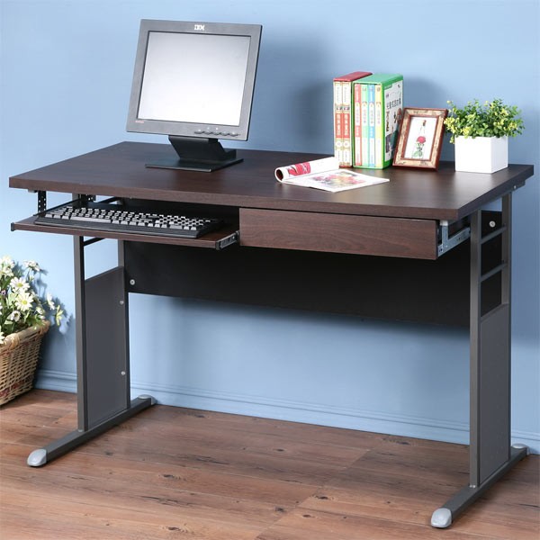 Homelike 巧思120cm辦公桌(附鍵盤架.抽屜) -加厚桌面 工作桌 電腦桌 書桌