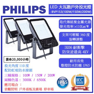 志禾生活 【飛利浦PHILIPS】LED大瓦數戶外投光燈 BVP153(100W/150W/200W)景觀燈 保固一年