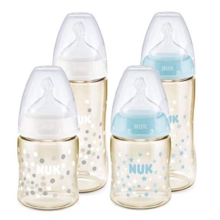 德國NUK 寬口徑 PPSU感溫奶瓶 (150ml/300ml)(灰/藍)