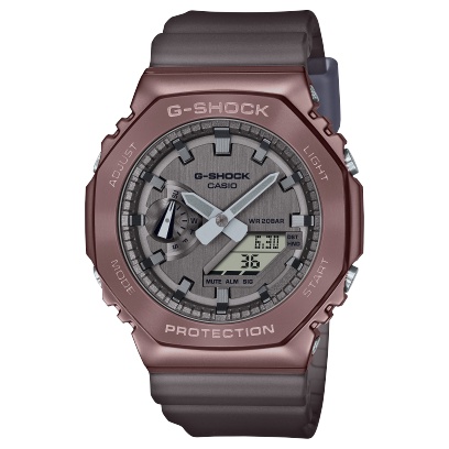 CASIO G-SHOCK 金屬外框 八角高質感造型-古銅金 運動潮流錶 GM-2100MF-5A