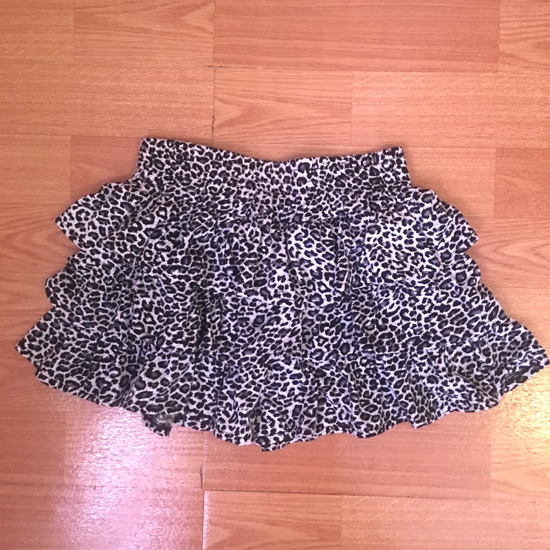 黑白豹紋混色蛋糕短褲裙