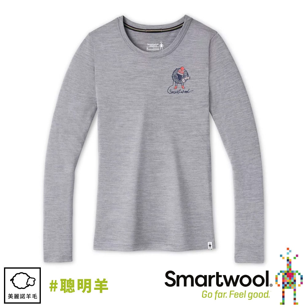 【SmartWool 美國 女 Merino Sport 150塗鴉長袖T恤《聰明羊/淺灰色》】SW011507