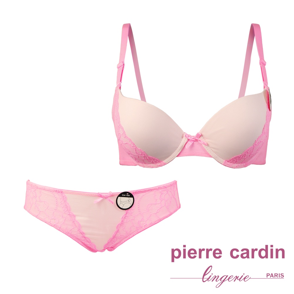 【pierre cardin 皮爾卡登女性內衣】B罩 超V爆乳美背內衣(成套-PNK粉)-707-73292B