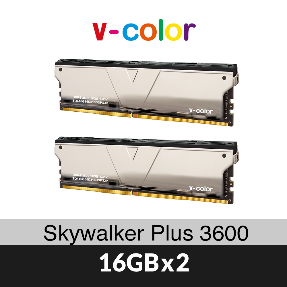 v-color 全何 Skywalker Plus 系列 DDR4 3600 32GB(16GBX2) 桌上型超頻記憶體