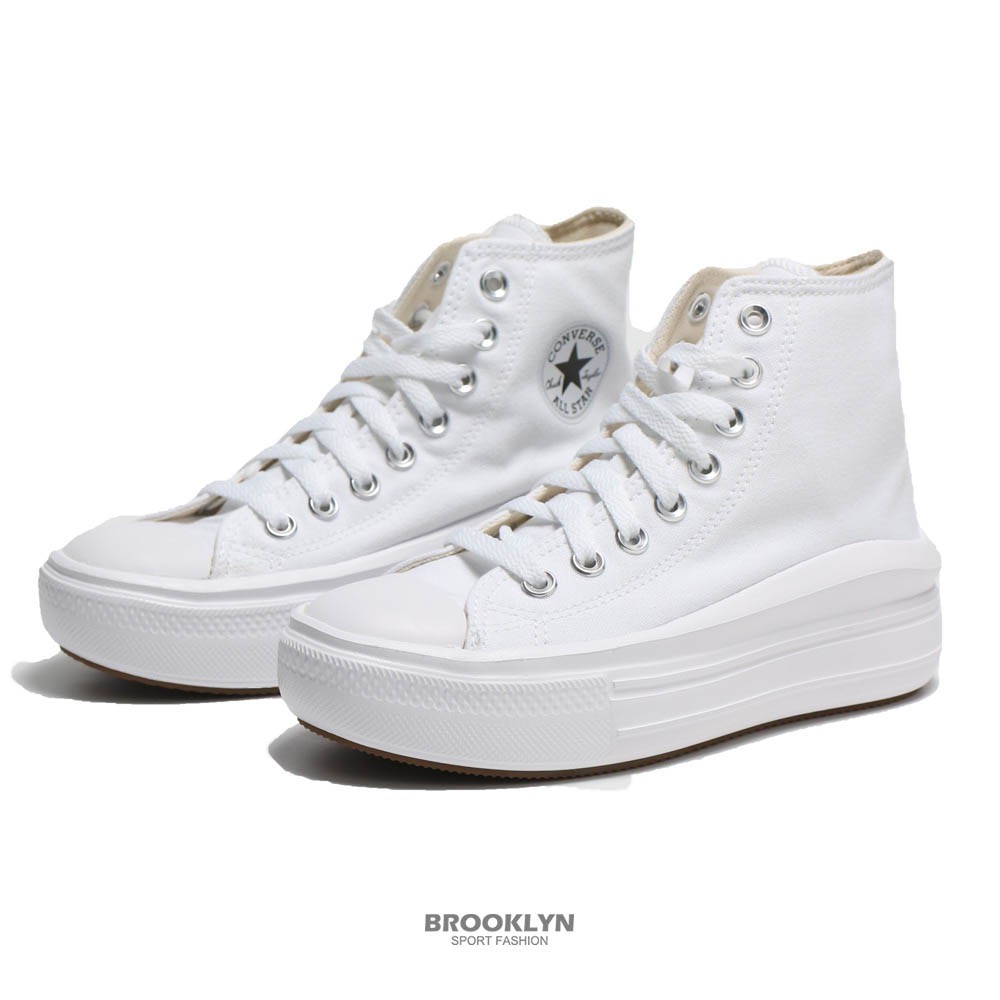 CONVERSE 帆布鞋 ALL STAR MOVE 白 厚底 經典款 高筒 女 (布魯克林) 568498C