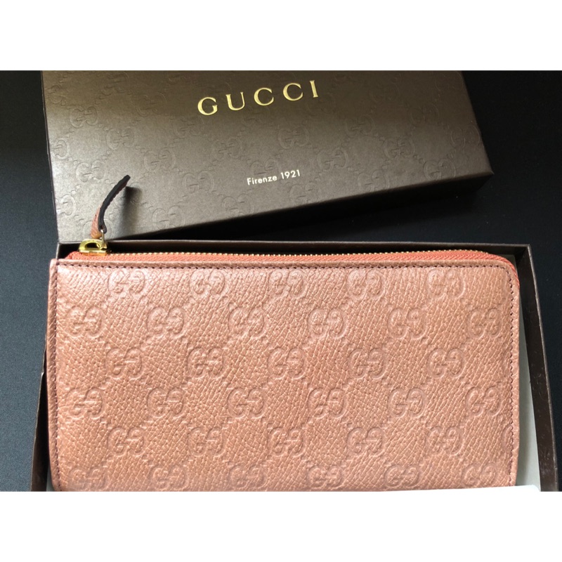 「全新正品」粉色Gucci長夾/L型長夾-購於義大世界