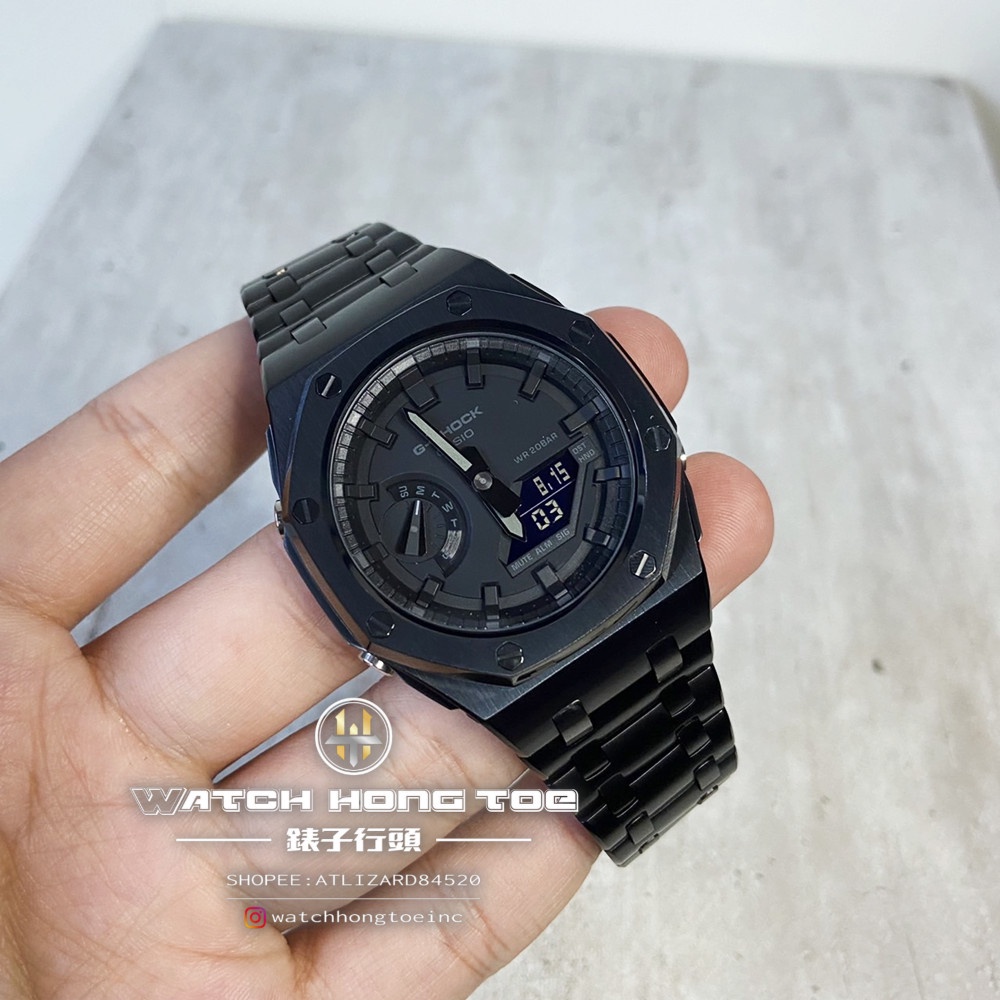 []錶子$行頭[] G-SHOCK "改裝成品" 農家橡樹 離岸型 黑殼 黑鋼帶 GA-2100-1A1