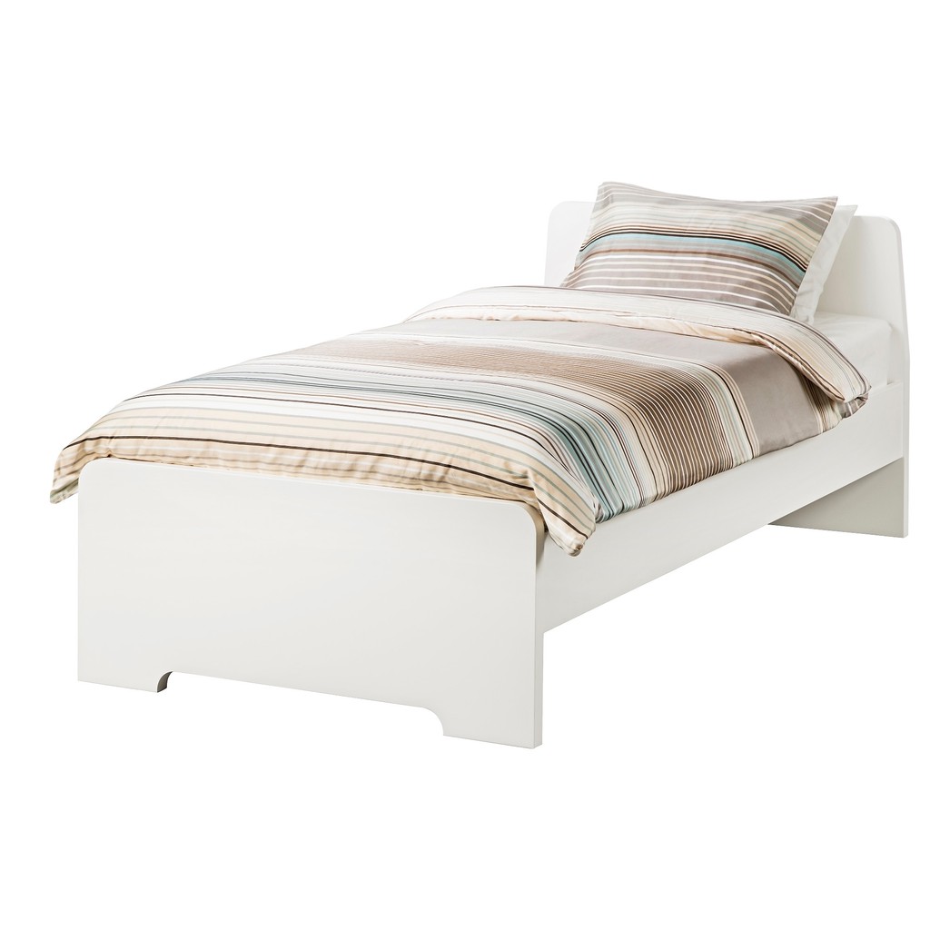 北歐工業LOFT風格經典IKEA宜家ASKVOLL單人床框床架+床頭板+luröy床底板條/白/二手八成新/特$2880