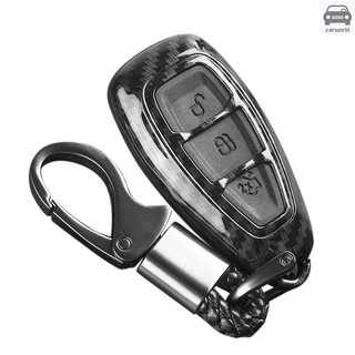 帶鑰匙扣B款適用於福特福克斯嘉年華kuga c-max 等多車型通用3鍵鑰匙殼套鑰匙包碳纖紅