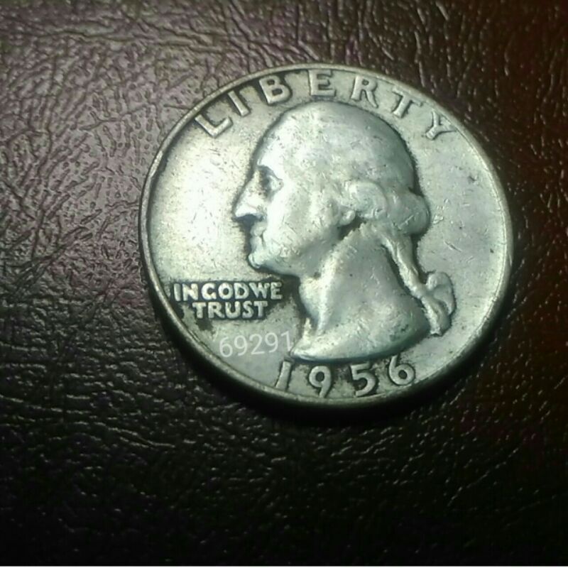 1956美國25美分銀幣，美國25美分硬幣，美國銀幣，銀幣，美國25分，錢幣，幣，紀念幣~1956年美國25美分硬幣