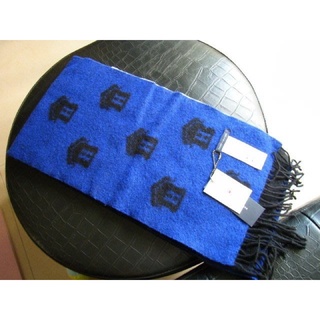 台灣專櫃Tommy Hilfiger 藍黑撞色特殊雙面織小羔羊圍巾