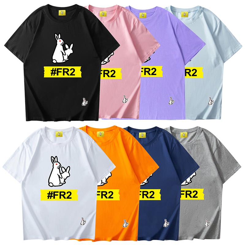 Fr2 高品質純棉短袖色情兔潮牌t恤經典logo 男女不拘時尚百搭上衣寬鬆休閒短袖夏季必備 蝦皮購物