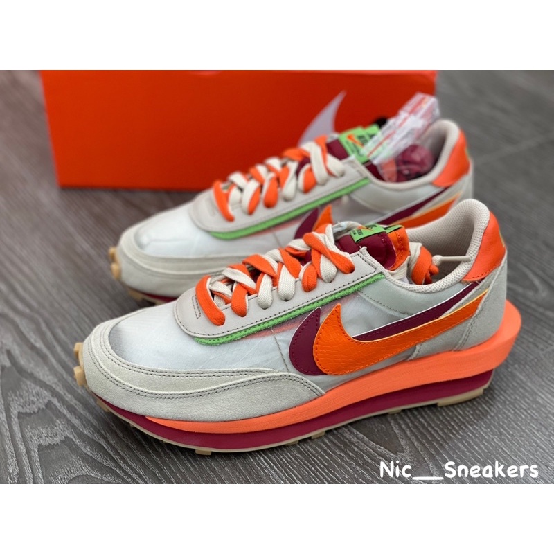 ✤ NIC_Sneakers ✤ CLOT x Sacai x Nike LDV Waffle 米白橙