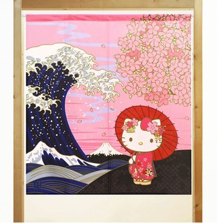 (預購+聊聊)日本製正版Sanrio三麗鷗浴衣Hello Kitty凱蒂貓 日本風景櫻花 短門簾 風水簾 掛簾