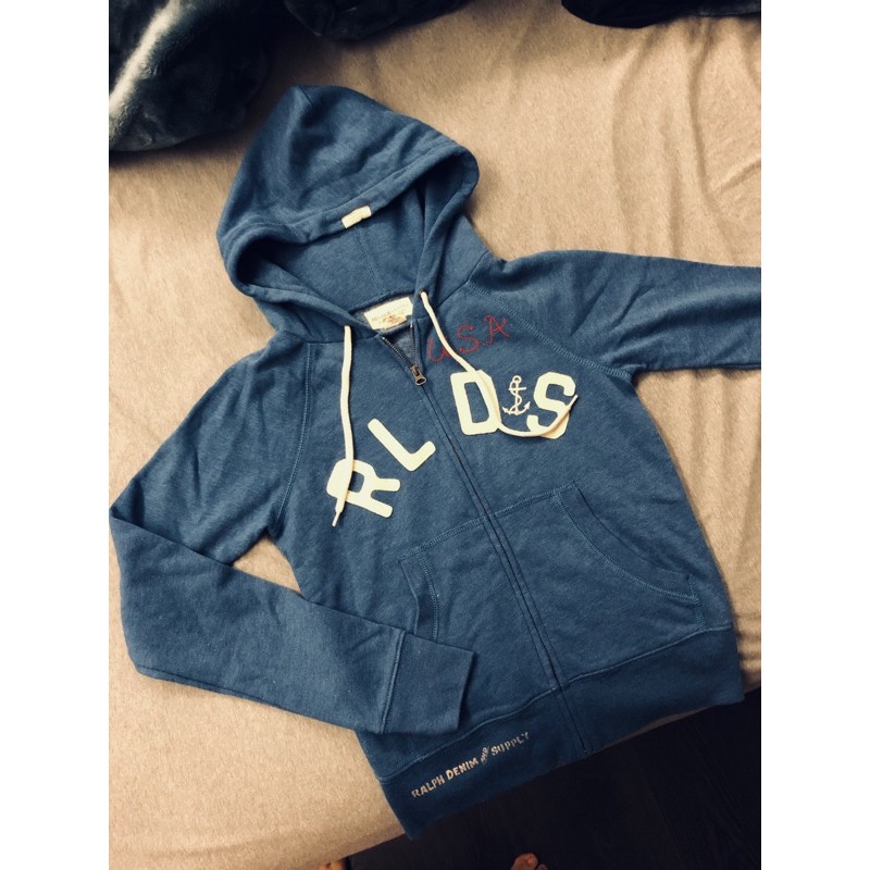 ［全新正品］Polo by Ralph Lauren 連帽外套 刷毛 藍底白字 女S