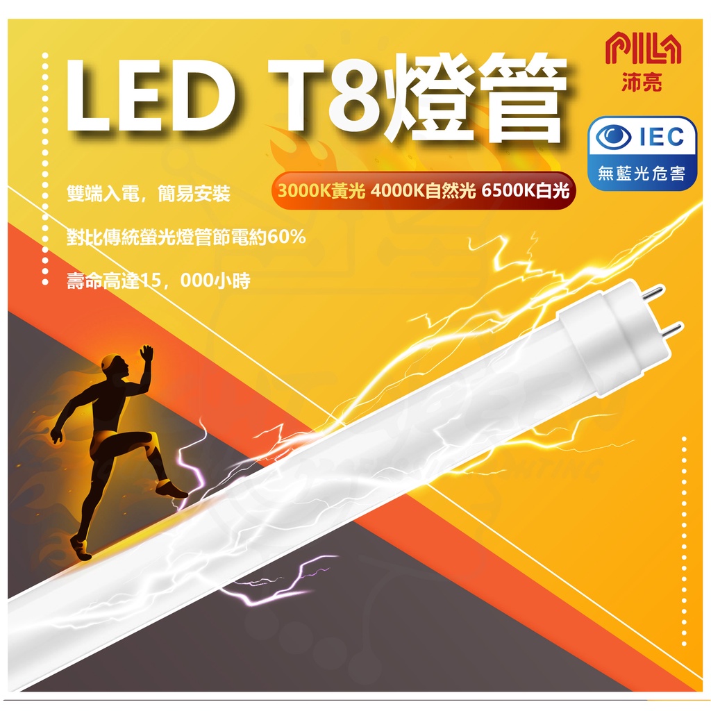 『燈后』沛亮 PILA 新品上市 4尺/2尺 20W/10W T8 LED 雙邊入電 全電壓 白光/黃光/自然光 玻璃燈
