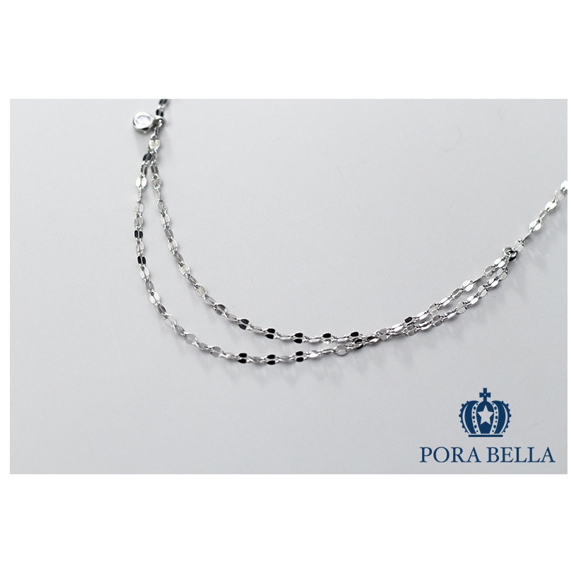 <Porabella>925純銀小鋯石雙鍊項鍊 雙層個性項鍊 小眾設計款ins風 情人節禮物 生日禮物 Necklace