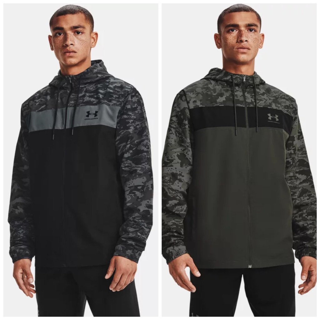 【G CORNER】Under Armour UA 連帽運動外套 夾克 防風 男1361622-001黑灰 310軍綠