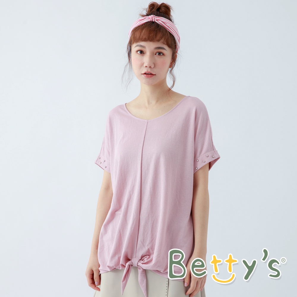 betty’s貝蒂思(11)袖口珠飾綁帶上衣(粉色)