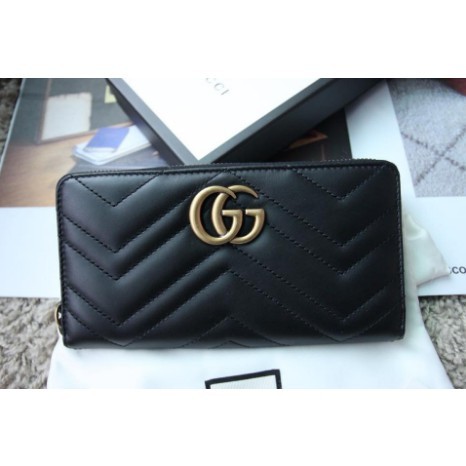 法國代購 Gucci Marmont Gg 山型紋拉鍊長夾 翻蓋代購黑色皮夾現貨 蝦皮購物