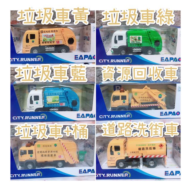 EAPAO 易保 CITY RUNNER 仿真迴力車 垃圾車 資源回收車 道路洗街車