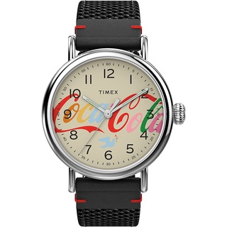 【TIMEX】天美時 x Coca-Cola 限量聯名系列可口可樂字樣款手錶-米x黑/40mm(TXTW2V26000)