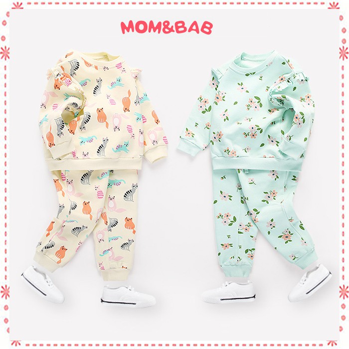 現貨 秋冬mom and bab 女童加絨長袖套裝／女童休閒套裝／居家套裝＊3T、4T、5T、6T、7T ☆貝克比比屋☆