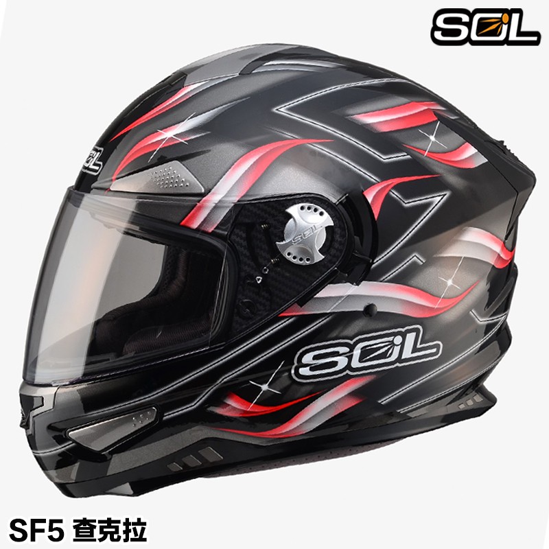 SOL 安全帽 SF5 SF-5 查克拉 黑紅 內藏鏡片 全罩安全帽 抗UV 內襯全可拆 雙D扣【23番】