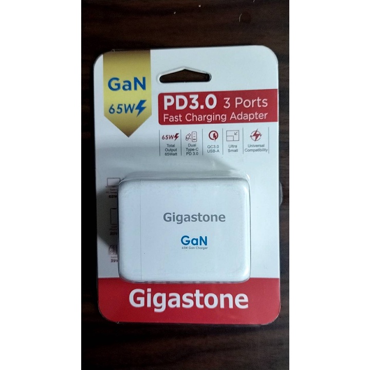 GIGASTONE PD-7650W 65W氮化鎵GaN三孔急速充電器