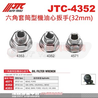 JTC-4352 六角套筒型機油心扳手32mm 36 27 JTC 4353 4571