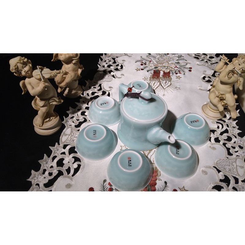 中国美術 古玩 青華染付 花鳥蝶々茶入 茶葉罐 煎茶道具 木箱