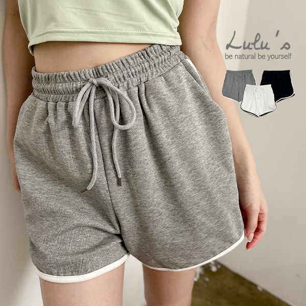 LULUS【A04210192】Y配色邊綁帶短褲M-L３色0708