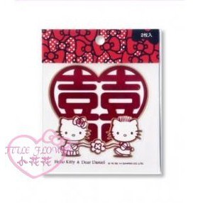 ♥小花花日本精品♥ Hello Kitty浪漫愛心雙囍貼紙壁貼結婚喜慶雙囍貼紙紅字貼62035705