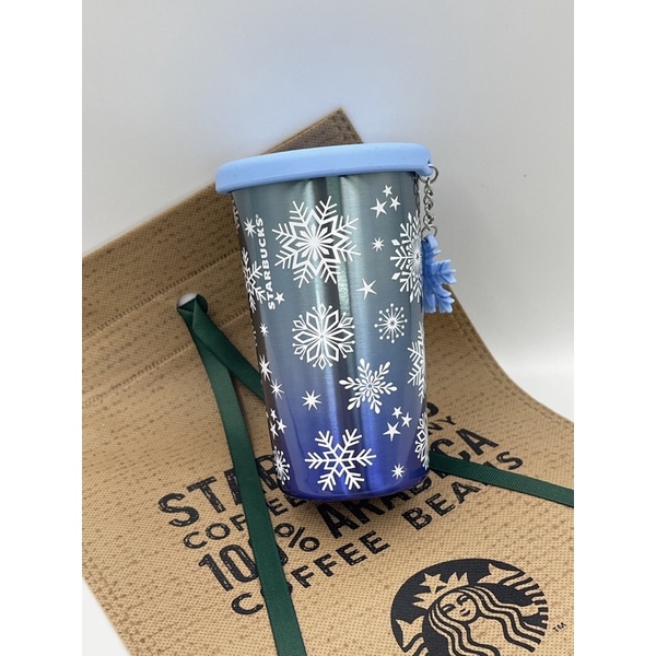 A現貨 韓國星巴克聖誕藍色杯蓋粉紫漸層不鏽鋼保溫杯355ml A2020016