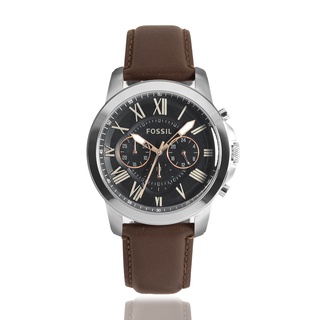 FOSSIL | 羅馬時標三眼計時腕錶 - 銀X黑 FS4813
